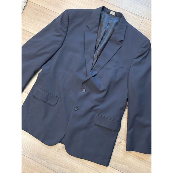 Jos A Bank 100% Wool Blazer 46L Navy Blue Classic Suit Jacket Mens - Picture 3 of 3